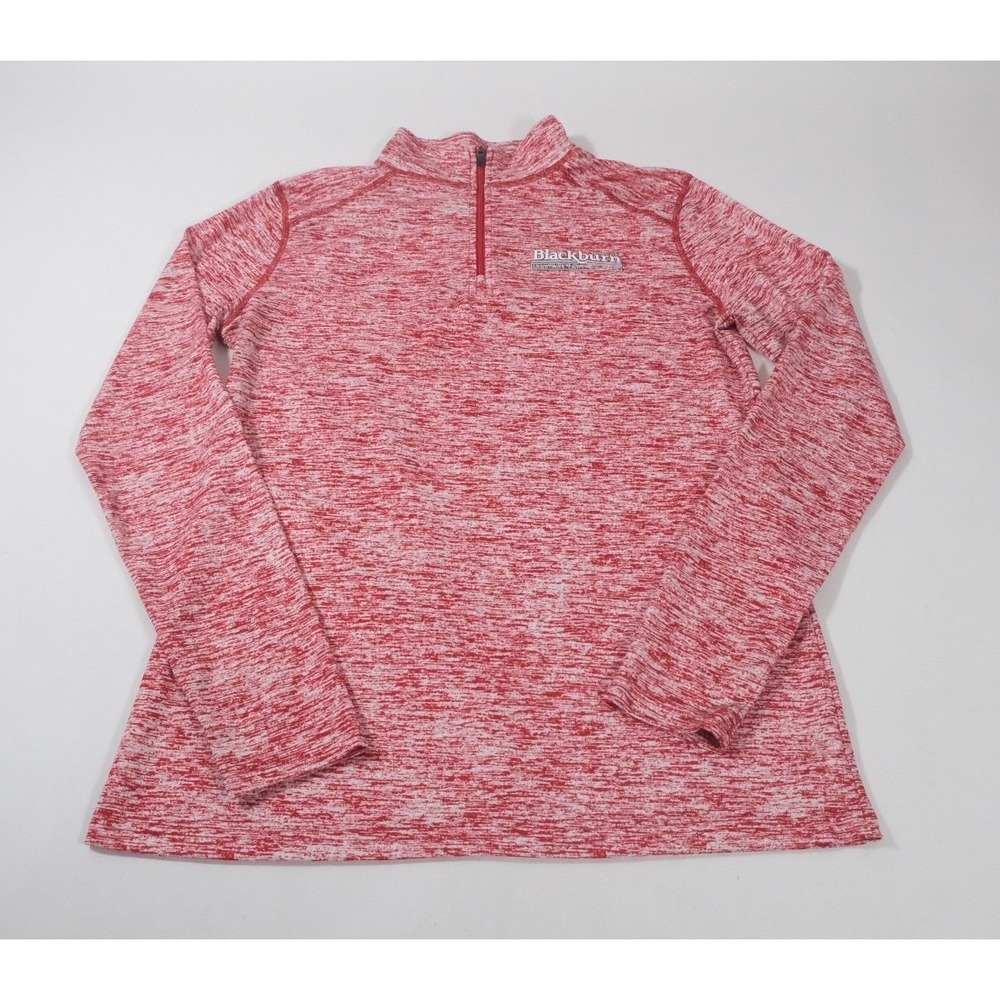 Badger Sport Pullover Women Size L Red Blackburn College 1/4 Zip Space Dye Top